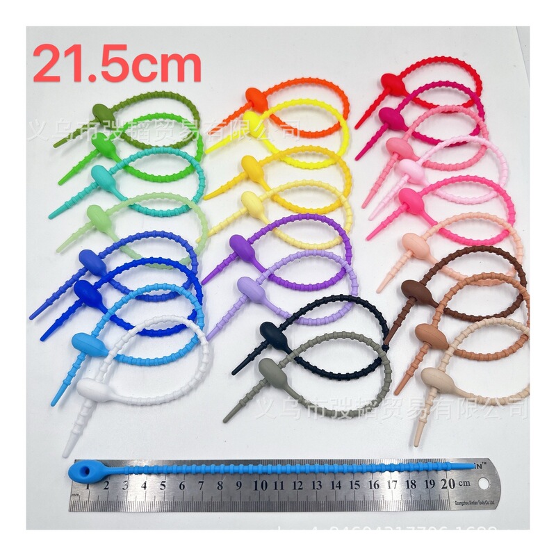 Thin 21cm Silicone Tadpole Strap Storage Data Cable Rainbow Trapped Rope with Dropping Glue DIY Accessories Strap