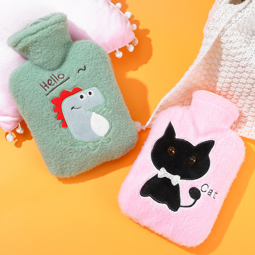New cartoon hand warmer large flannel cover simple winter hot water bag cute student plush water-filled hot water bag