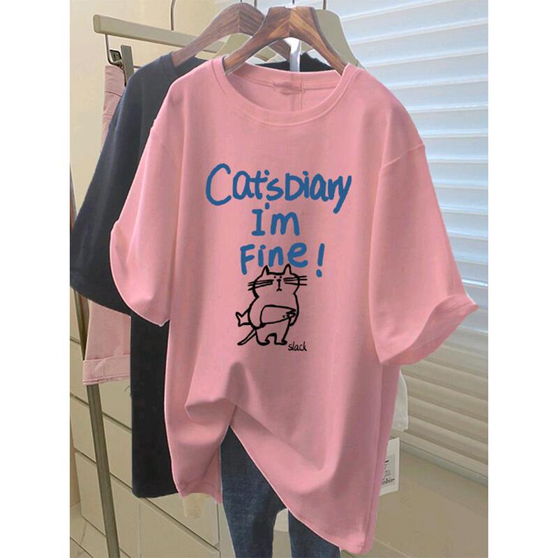 サメパンツ付き純綿半袖Tシャツレディースミドル丈ゆったりカジュアル大きいサイズトップスピンクボトムシャツ夏|undefined