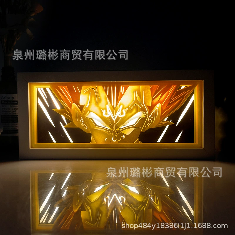 Бумажный резной светильник One Piece Luffy, деревянная рамка, настольный ночник, монохром/ RGB