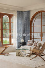 版权所有中式古风青花美式日式田园风格碎花棉麻印花卧室书房窗帘