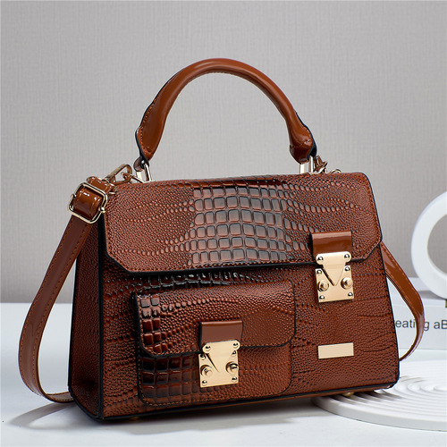  new solid color lizard pattern texture large capacity foreign trade simple women's bag single shoulder crossbody multi-compartment women's bag