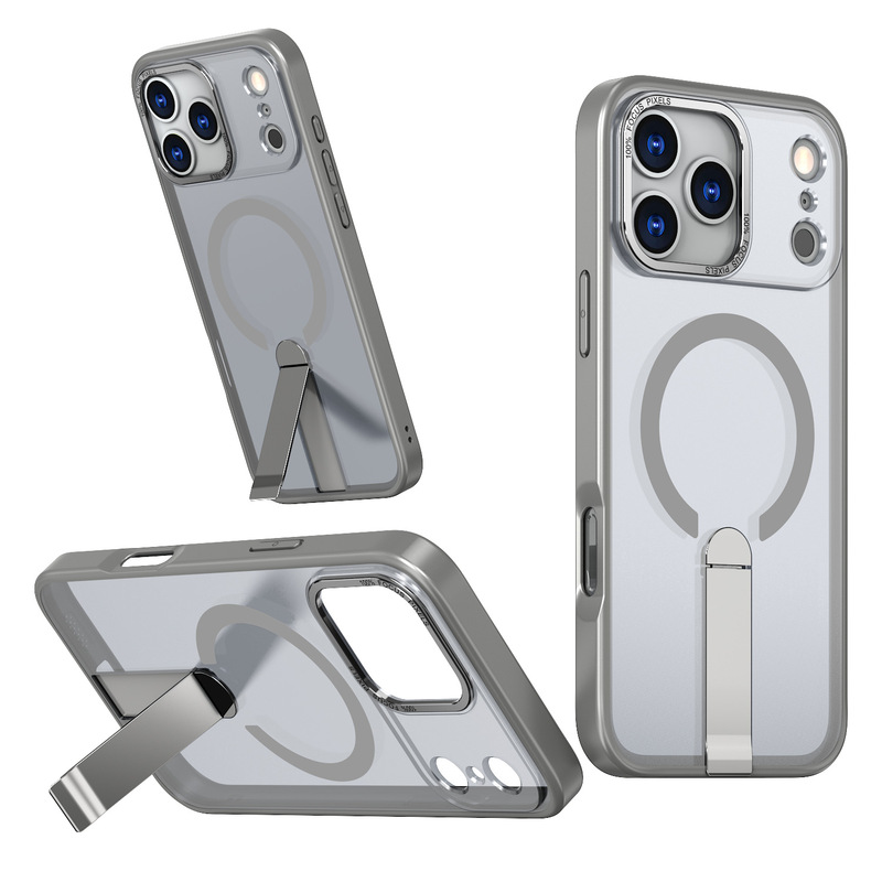 跨境适用IPhone17Promax透明手机壳磁吸竖向支架苹果16防摔保护套|undefined