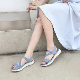 H1109-A2亚马逊2026夏季新品凉鞋女轻盈运动风舒适橡筋大码凉拖