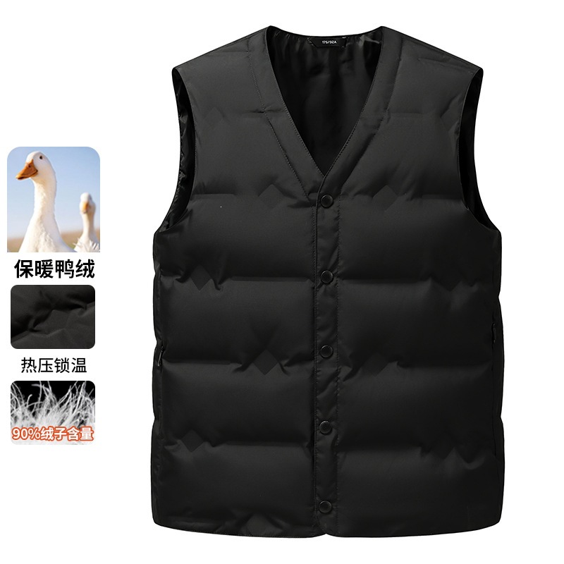Men's down Vest 2025 Autumn and Winter 90 White Duck down Warm Business Casual Youth Sleeveless down Inner Jacket