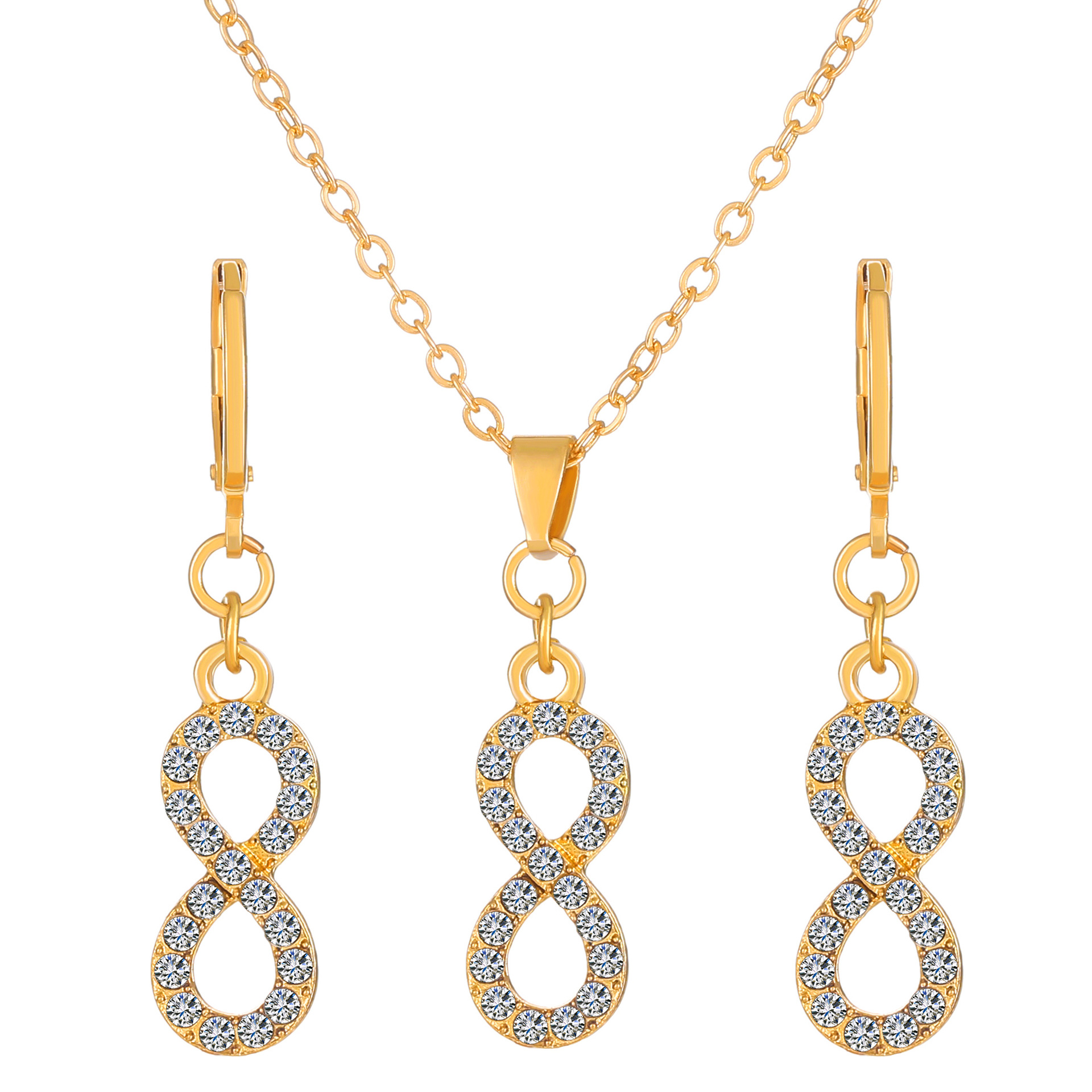 Transfronterizo europeo y americano Venta caliente joyería traje personalidad femenina diamante aleación corona mariposa collar pendientes traje ins moda