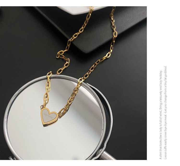 15g Weight Pendant Necklace Classification 1 Piece Quantity Daily Occasion Titanium Steel Material Heart Shape Pattern Women'S Gender Plating Design Fashion Style Fashion Heart Shape Titanium Steel Plating Pendant Necklace 1 Piece 4