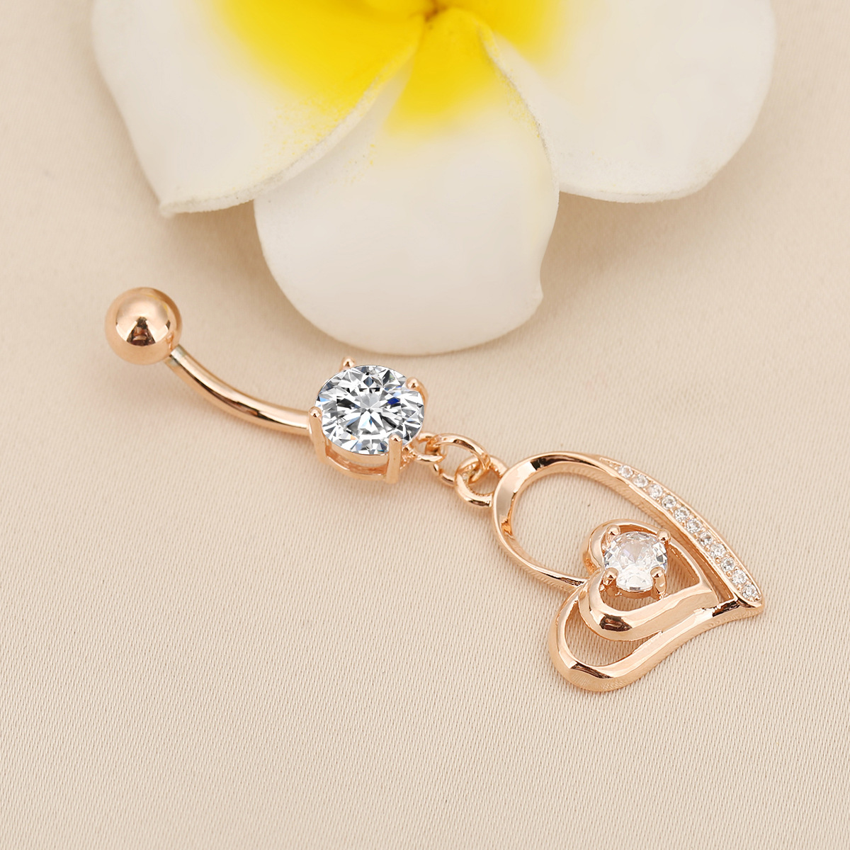 Cross-border Stainless Steel Heart-shaped Diamonds, Body Piercing Jewelry With A High-end Feel, Unique And Stylish Navel_voghion.com