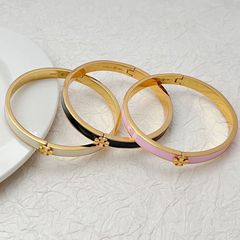 18kメッキ欧米ファッション軽豪華気質通勤エナメル釉薬モザイクダブルTロゴシンプルブレスレット