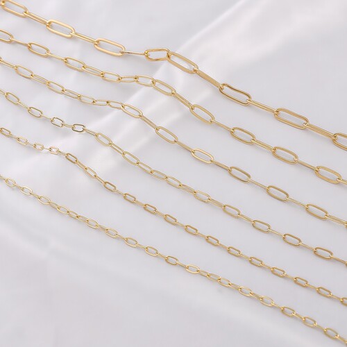 14K gold plated rectangular chain O-chain DIY handmade bracelet necklace extender chain lock chain accessory