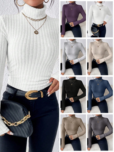 Winter/Spring Exclusive High-Neck V-Neck Long-Sleeve Pilling Knit Top
