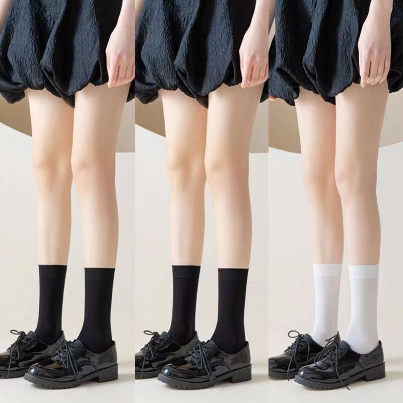 Tres pares envío gratis calcetines de pantorrilla de verano fino negro JK medias de presión flaco sobre la rodilla Calcetines de media pantorrilla