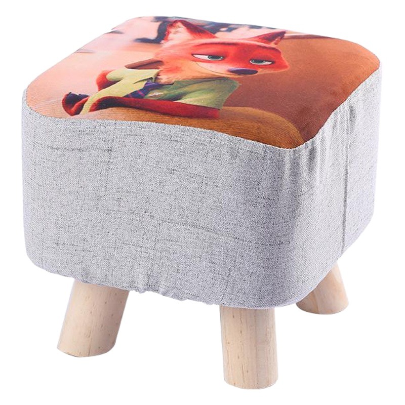 Shoe-Changing Stool, Fabric Stool, Small Stool, Sofa Stool, Cartoon Stool, Solid Wood Square Stool, Event Gift Stool, Can Be Printed with Logo