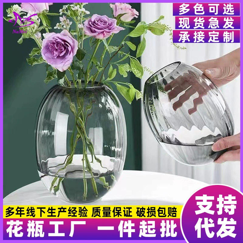 Простая прозрачная стеклянная ваза креативная гостиная гидропонная Цветочная композиция ТВ шкаф обеденный стол украшение высокого смысла