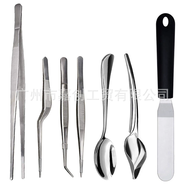 Tweezers, set, 30cm, 7 pieces