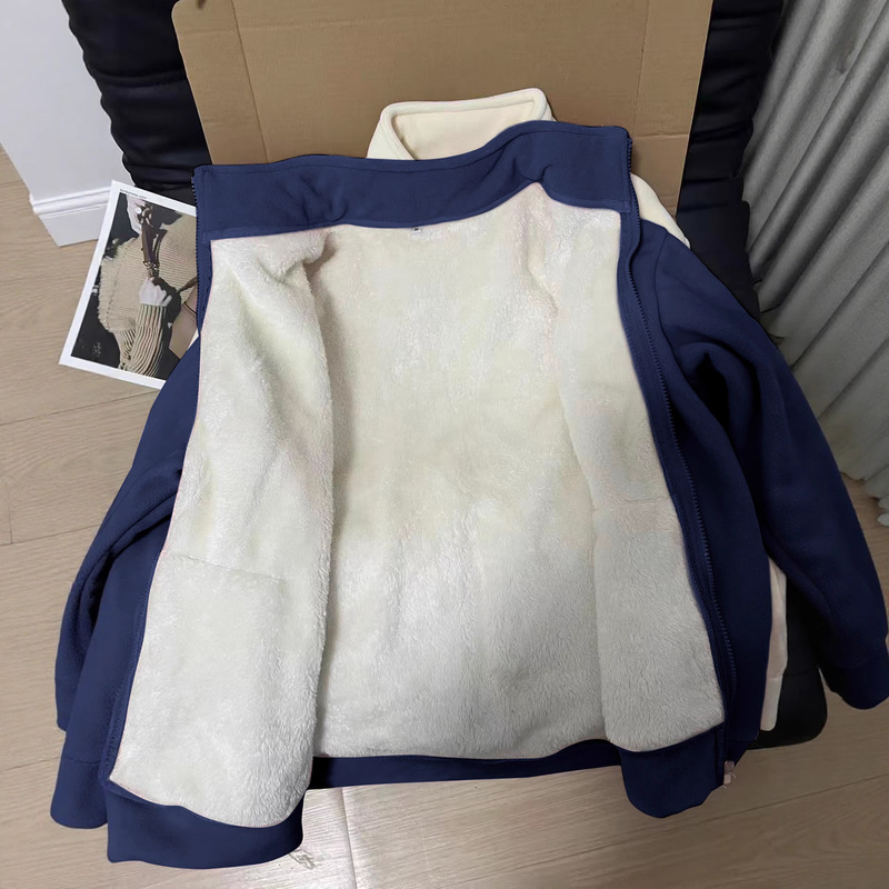 Customized Polar Fleece Jacket Women's Liner Fleece-Lined Thickeneded Sweatshirt 2025 New Cashmere Cashmere Autumn and Winter Top