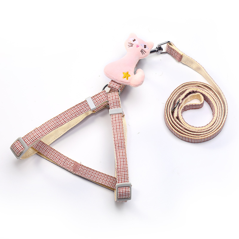 Perro cuerda de dibujos animados mascota cuerda de tracción pata de gallo gatito bordado gato pecho Correa perro cadena perro caminar cuerda en stock