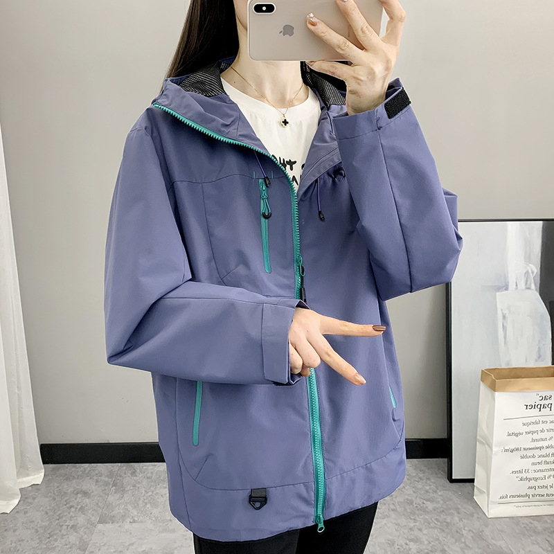 Outdoor Single Layer Korean Style Rustic Clothes Women's 2025 New Loose Windproof Waterproof Jacket Hiking suit