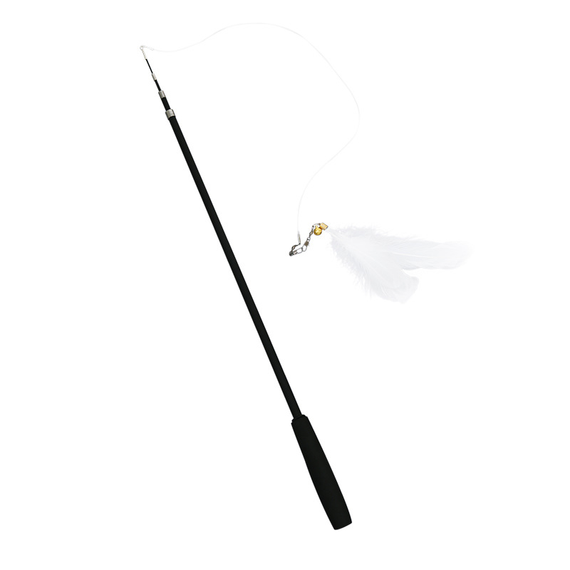 Divertido gato palo retráctil larga varilla gato juguete auto-Hola aliviar tapada reemplazo cabeza caña de pescar gatito consumo suministros físicos