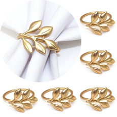 批发跨境哑金树叶餐巾环 餐巾环电镀叶子纸巾圈口布环餐巾圈