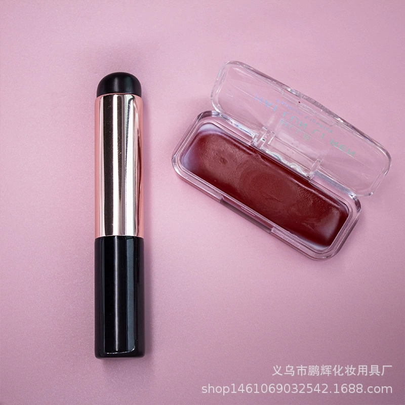 Silicone Makeup Applicator — Handheld Matte Foundation & Lip Brush, Black, Reusable