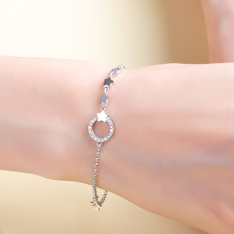Moda coreana S925 plata esterlina pulsera de estrellas femenina simple y versátil nicho de diseño joyas de mano regalos de Navidad