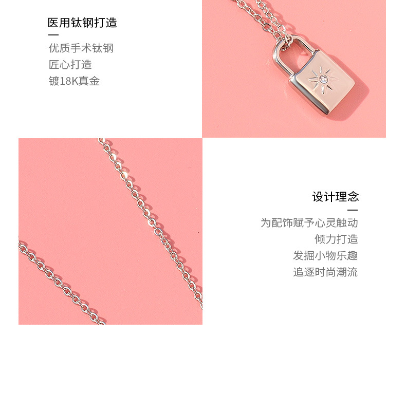 Simple Fashion Lock Pendant Zircon Necklace display picture 2