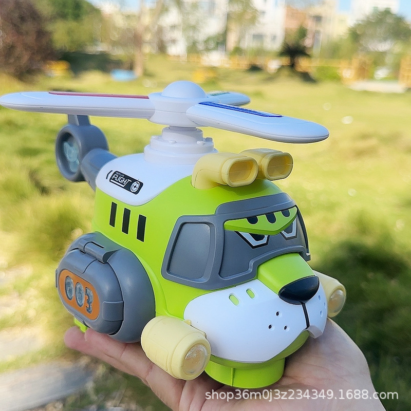 Nuevos juguetes transfronterizos de helicóptero eléctrico acústico y óptico espiral giratoria universal caminando música iluminación avión
