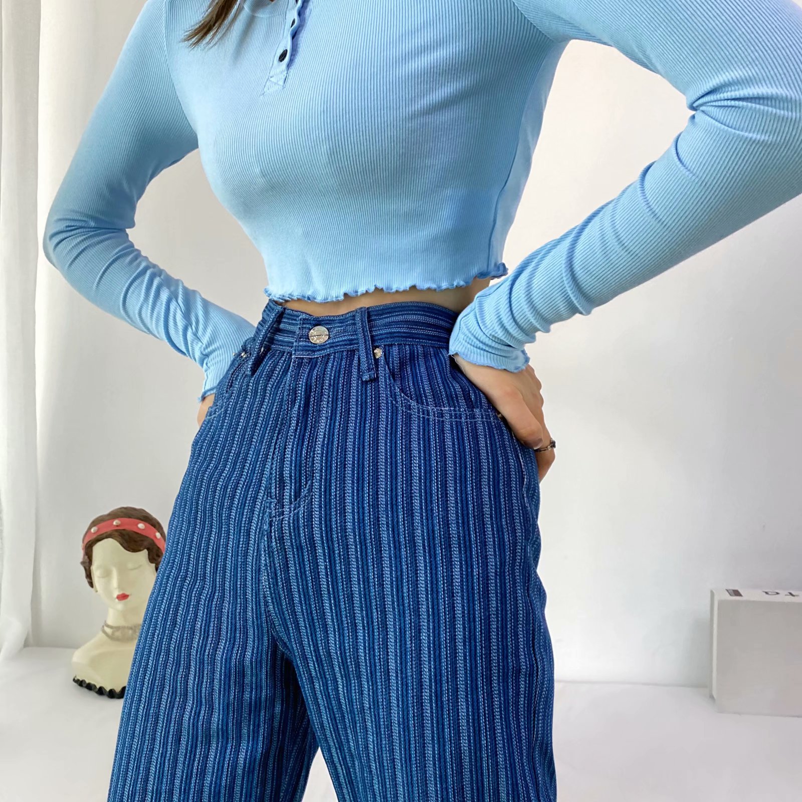 new striped high-waisted jeans NSAM42053