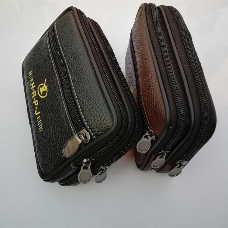 Double-Layer Men's Leather Belt Phone Wallet Id Holder Large 6inch Phone Bag Casual Small Bag Horizontal Style Hot Sale