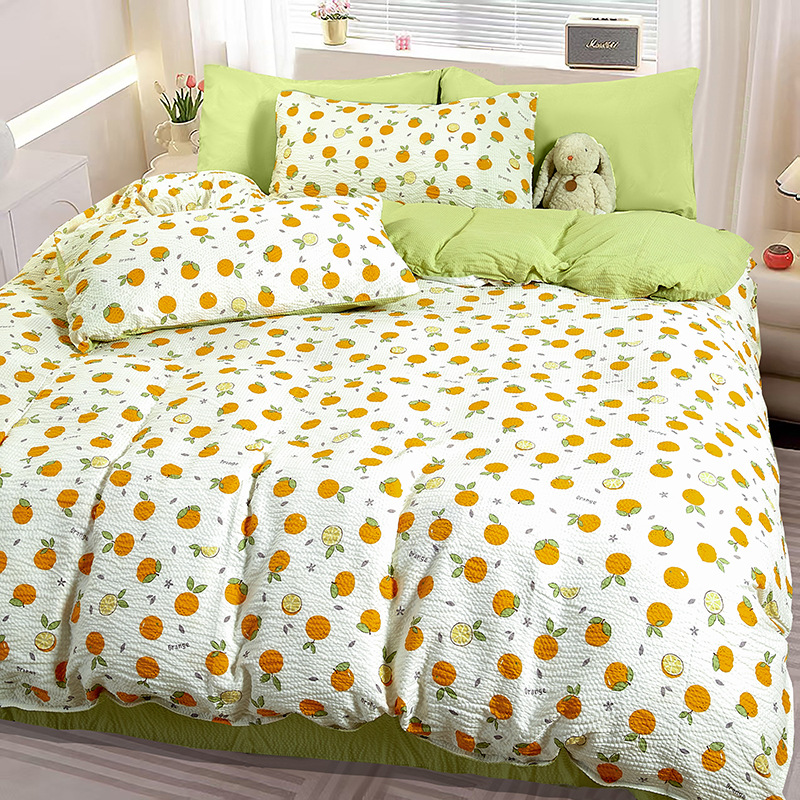 26 Styles Of Fresh And Simple Four-piece Sets, Bed Sheets, Washed Cotton Double-layer Gauze Duvet Covers, Three-piece_voghion.com