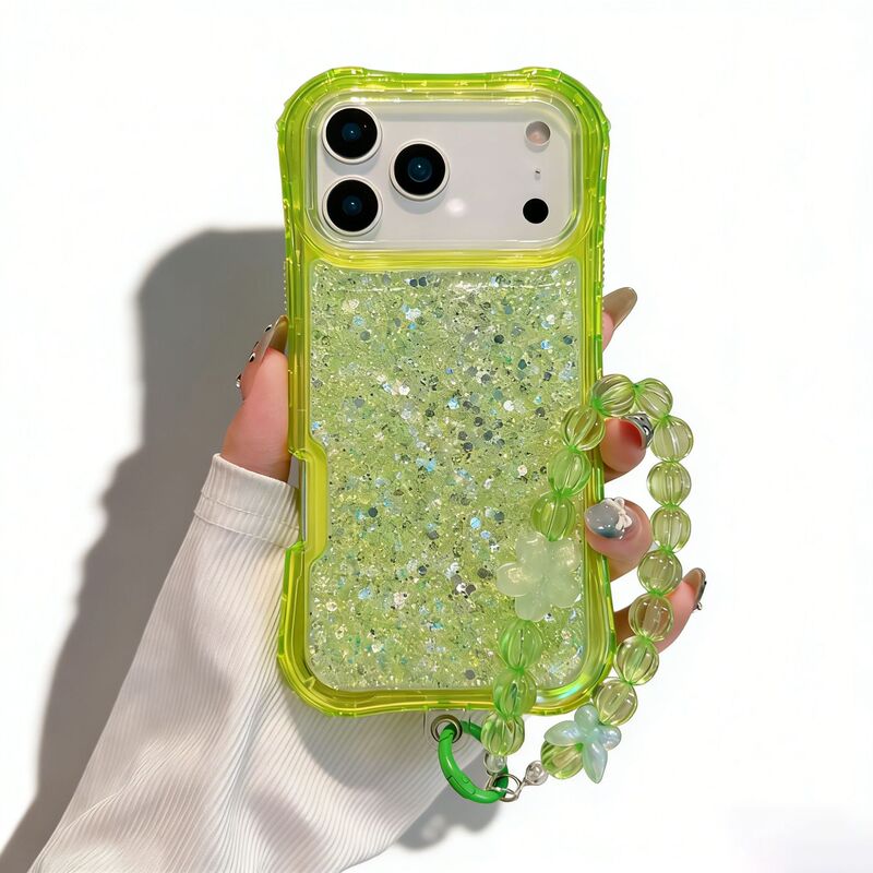 Suitable for Iphone17Promax, Glue-On Phone Case with Glitter Powder, Four-Corner Air Cushion, Anti-Fall, Apple 16 Lanyard Protective Case Suitable for Iphone17Promax, Glue-On Phone Case with Glitter Powder, Four-Corner Air Cushion, Anti-Fall, Apple 16 Lanyard Protective Case