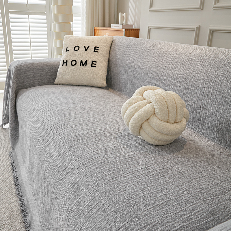 Toalla de sofá de color simple, cuatro estaciones antideslizante, toalla de sofá de lujo ligera, toalla de cubierta de sofá de lujo