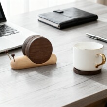 木质茶杯功夫茶道实木隔热垫垫礼物卡通摆件创意蜗牛喝茶木质杯垫