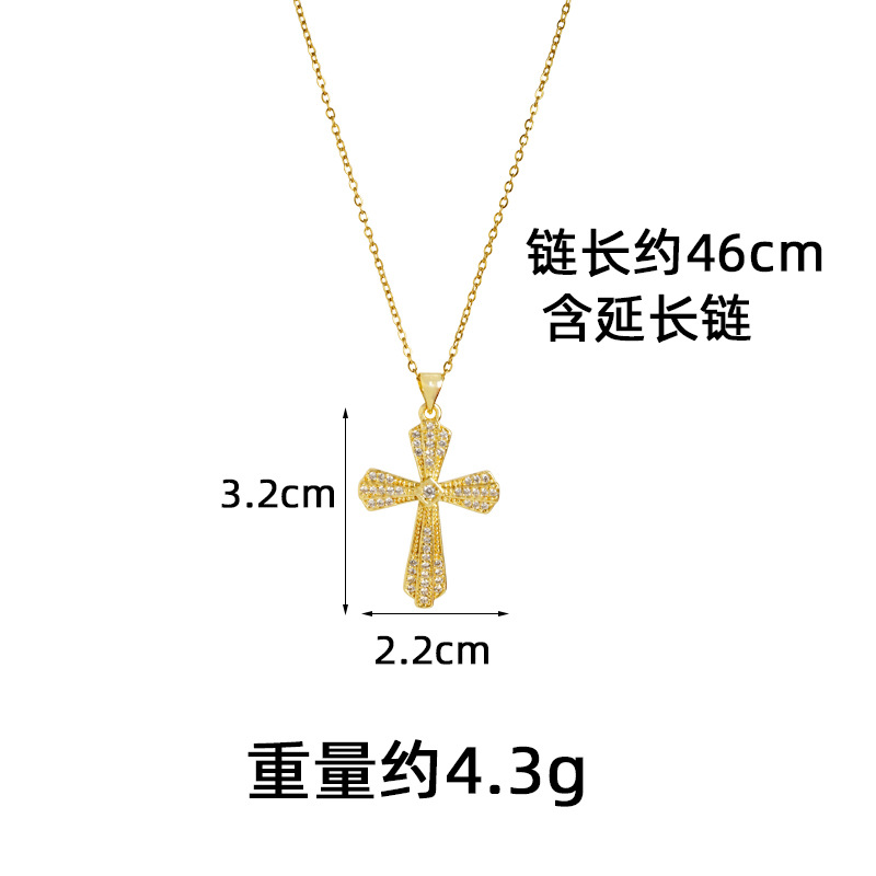 Collar de oro de arena vietnamita transfronterizo Pendientes de cruz con textura de diamantes de estilo europeo y americano