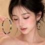 微镶斑斓几何圆形耳圈