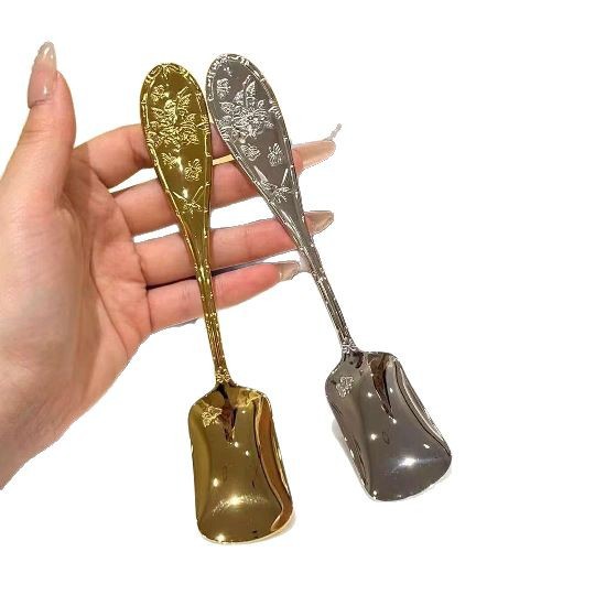 Stainless Steel With A Luxurious Butterfly Design, Gold-carved Ins-style Dessert Cake Spoon, Stirring Spoon_voghion.com