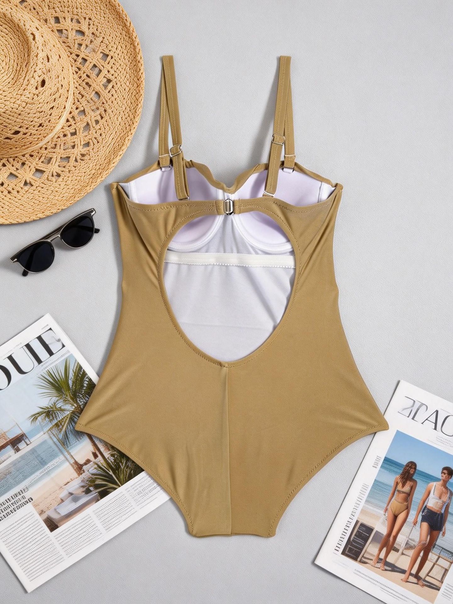 Women's Solid Colour One Piece Swimsuit Tummy Control Bikini_voghion.com