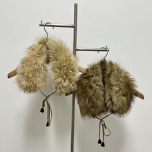 小众设计 两穿系带毛领围脖搭配氛围感 米灰/卡其