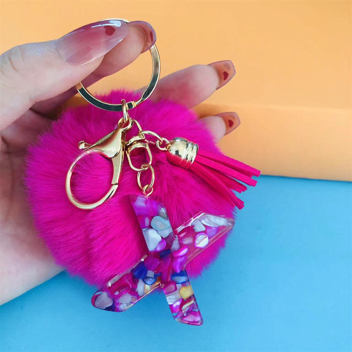 32g Weight Bag Pendant, Keychain Classification 1 Piece Quantity Holiday, Party Occasion Resin Material Letter, Hairball Pattern Unisex Gender Simple Style, Commute Style Simple Style Commute Letter Hairball Resin Unisex Bag Pendant Keychain 4