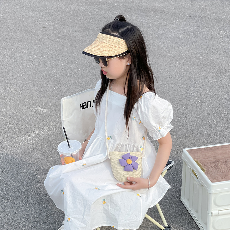 Bolsa de playa de los nuevos niños del verano bebé mini bolso de hombro lindo niñas bolsa de accesorios de paja bolsa monedero