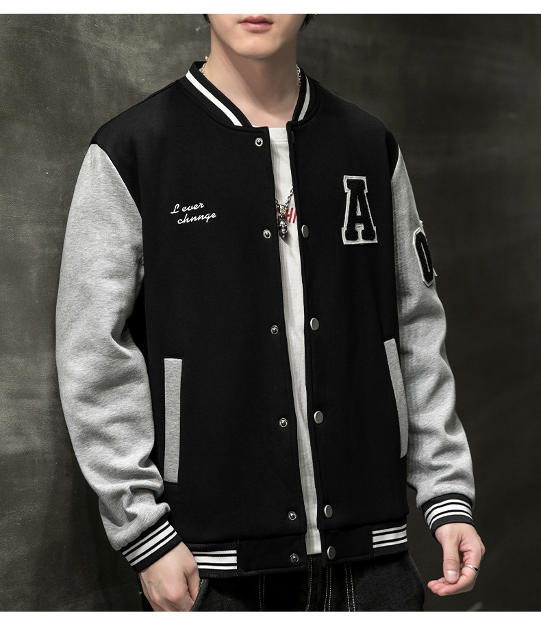 Giacca baseball uomo patchwork tendenza bomber casual_voghion.com