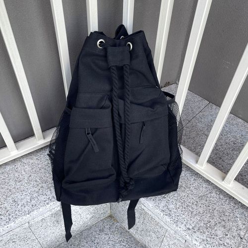 Korean niche canvas drawstring backpack trendy brand men's bag college student bag travel bag large capacity computer bag