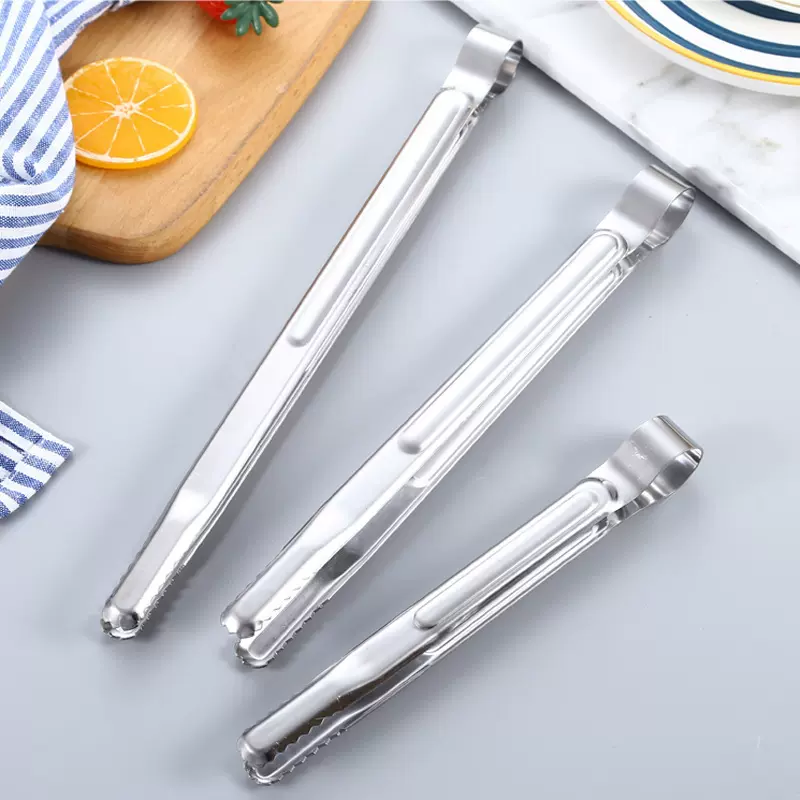 商用家用食品夹韩式烤肉夹 海鲜自助餐烧烤带锯齿小号不锈钢冰夹