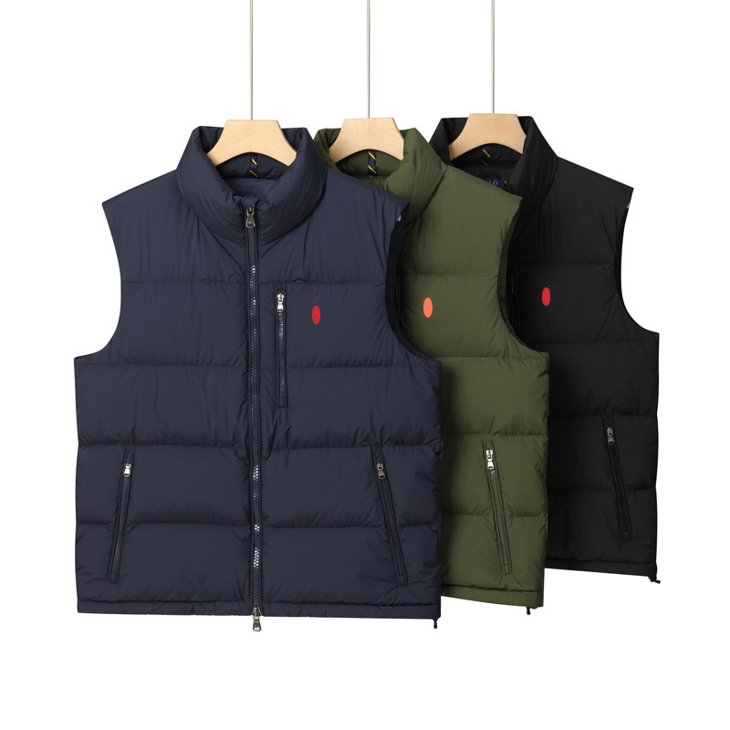 Men's Stand-Up Collar down Vest Thick Warm Duck down Solid Color Vest Jacket Men's Autumn and Winter Zipper Sleeveless down