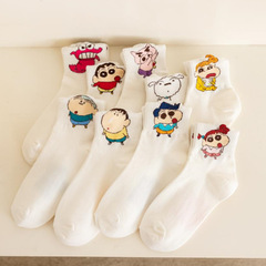 日系動漫卡通襪子女原野小新棉質中筒男女襪學院風運動休閒襪批發