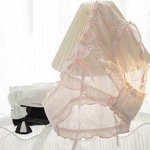 纯欲泡泡透气网纱少女内裤舒适中腰蝴蝶结甜美公主风可爱三角裤头
