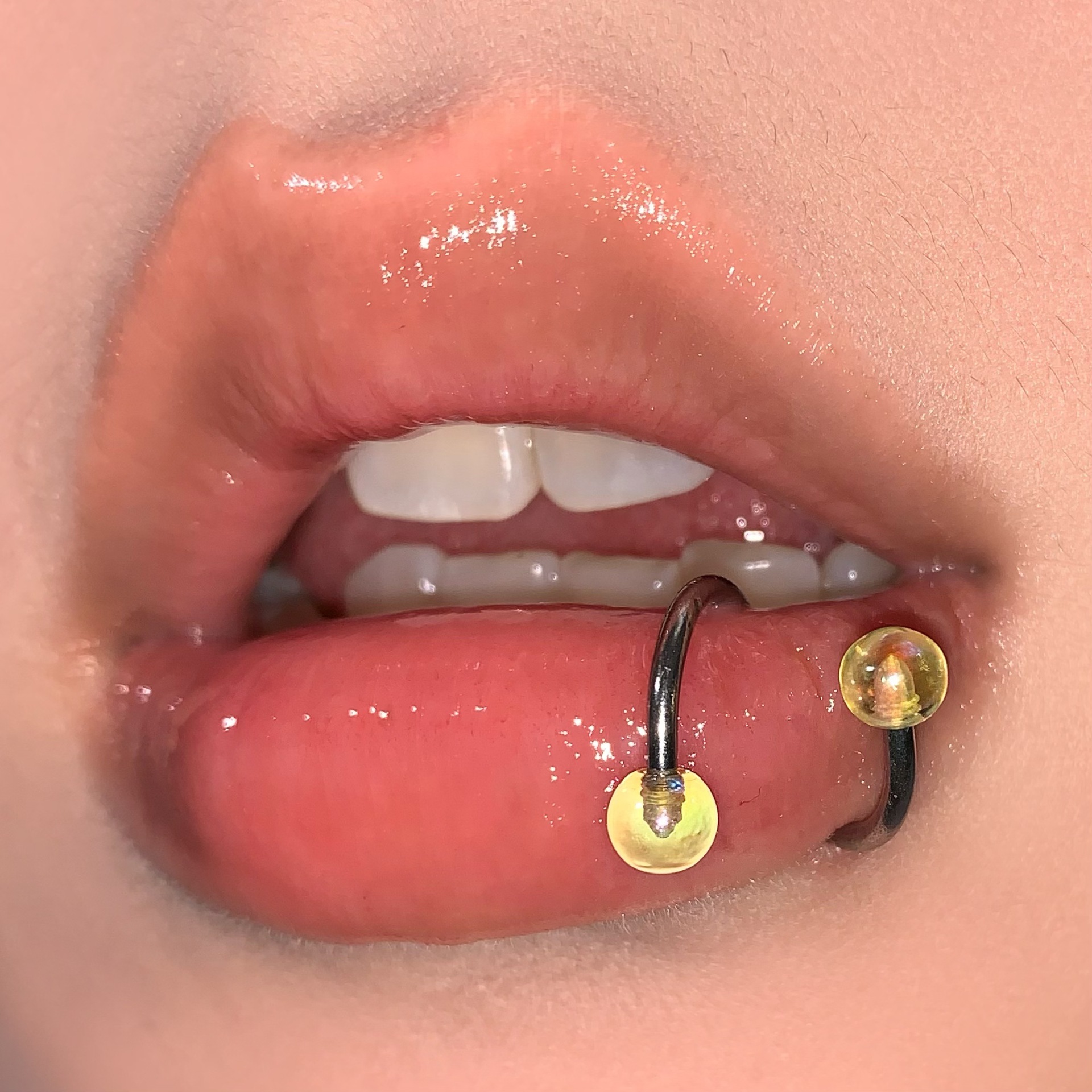 Pointed labret stud close-up product detail