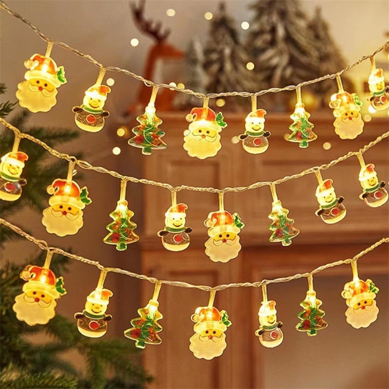 Papá Noel muñeco de nieve luces decorativas colgantes de Navidad colgantes pintados led string de luces diseño de la escena de la tienda