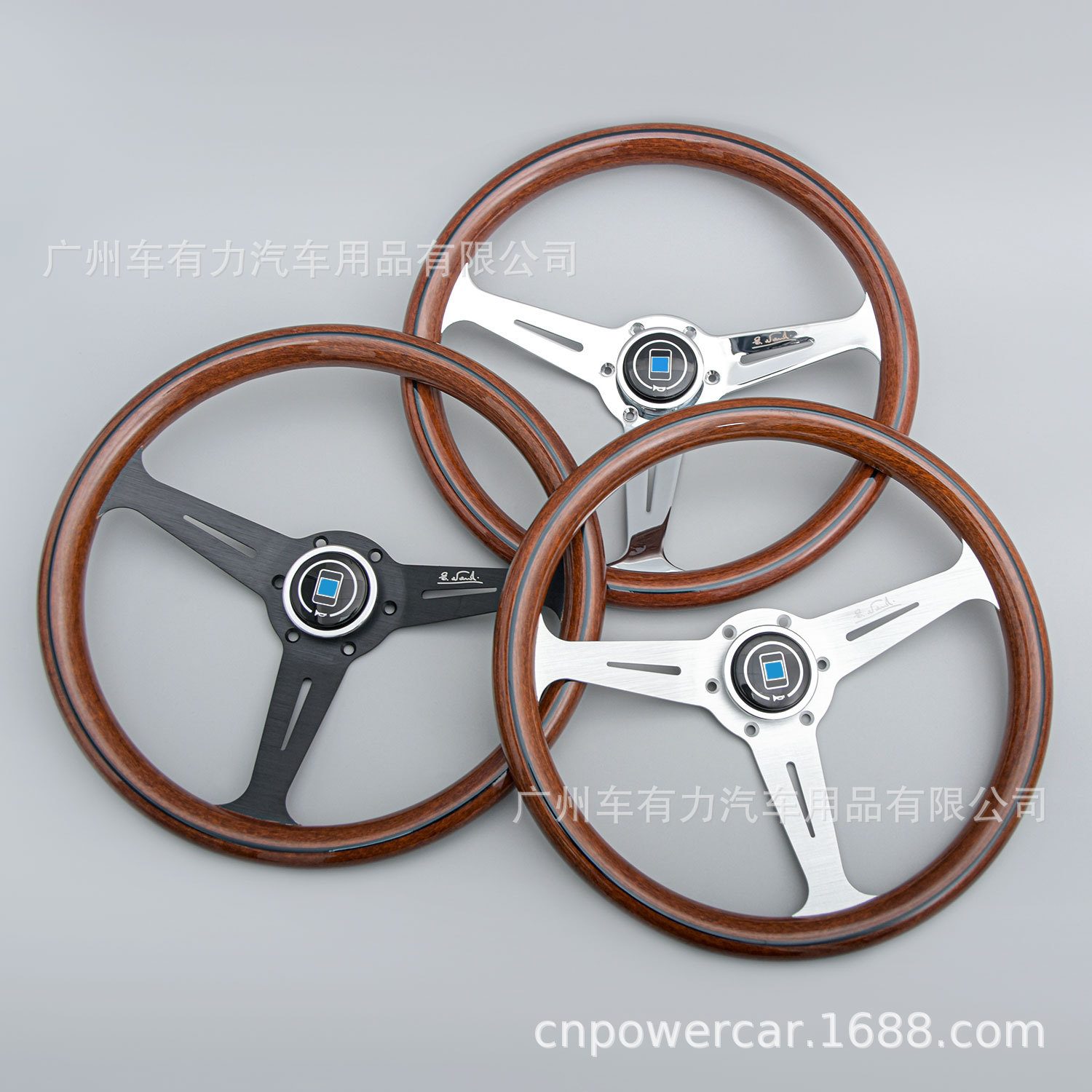 Factory Direct Sales Universal Car Electroplated Steering Wheel 14inch Modified Retro Peach Wood Color Steering Wheel